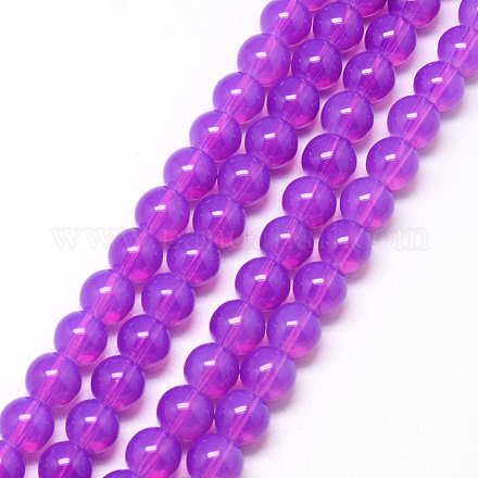 Baking Painted Glass Beads Strands X-DGLA-Q023-8mm-DB27-1