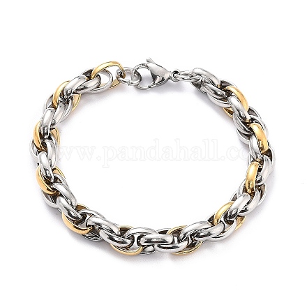304 bracelet chaîne de corde en acier inoxydable pour hommes femmes X-BJEW-Z011-19GP-1