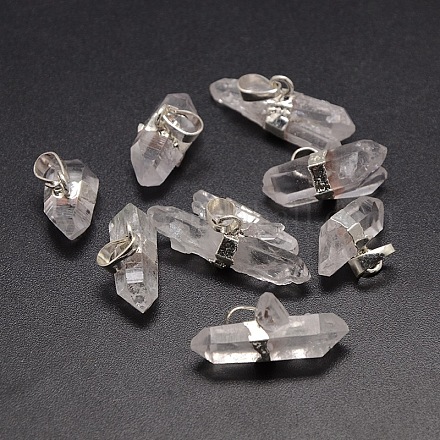Pendentifs de pépites de cristal de quartz naturel G-F157-10B-1