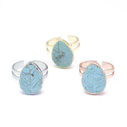 Natural Turquoise Cuff Rings RJEW-P066-04-1