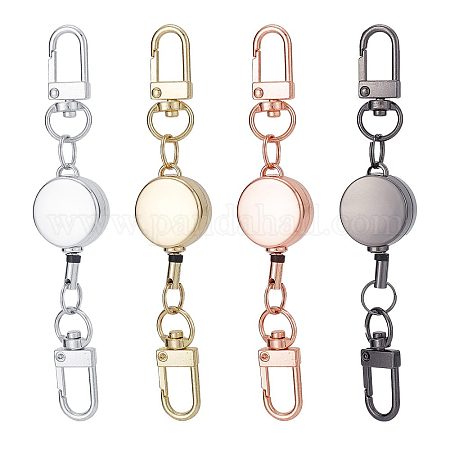 Wholesale SUNNYCLUE 1 Box 4Pcs 4 Colors Retractable Keychain Retractable  Badge Reel ID Badge Holders Retractable Badge Reel for ID Card Holders  Women Students Teachers Staff Nurses Office Keychain Supplies 