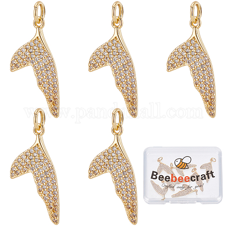 Wholesale Beebeecraft 8Pcs Brass Micro Pave Clear Cubic Zirconia Pendants 