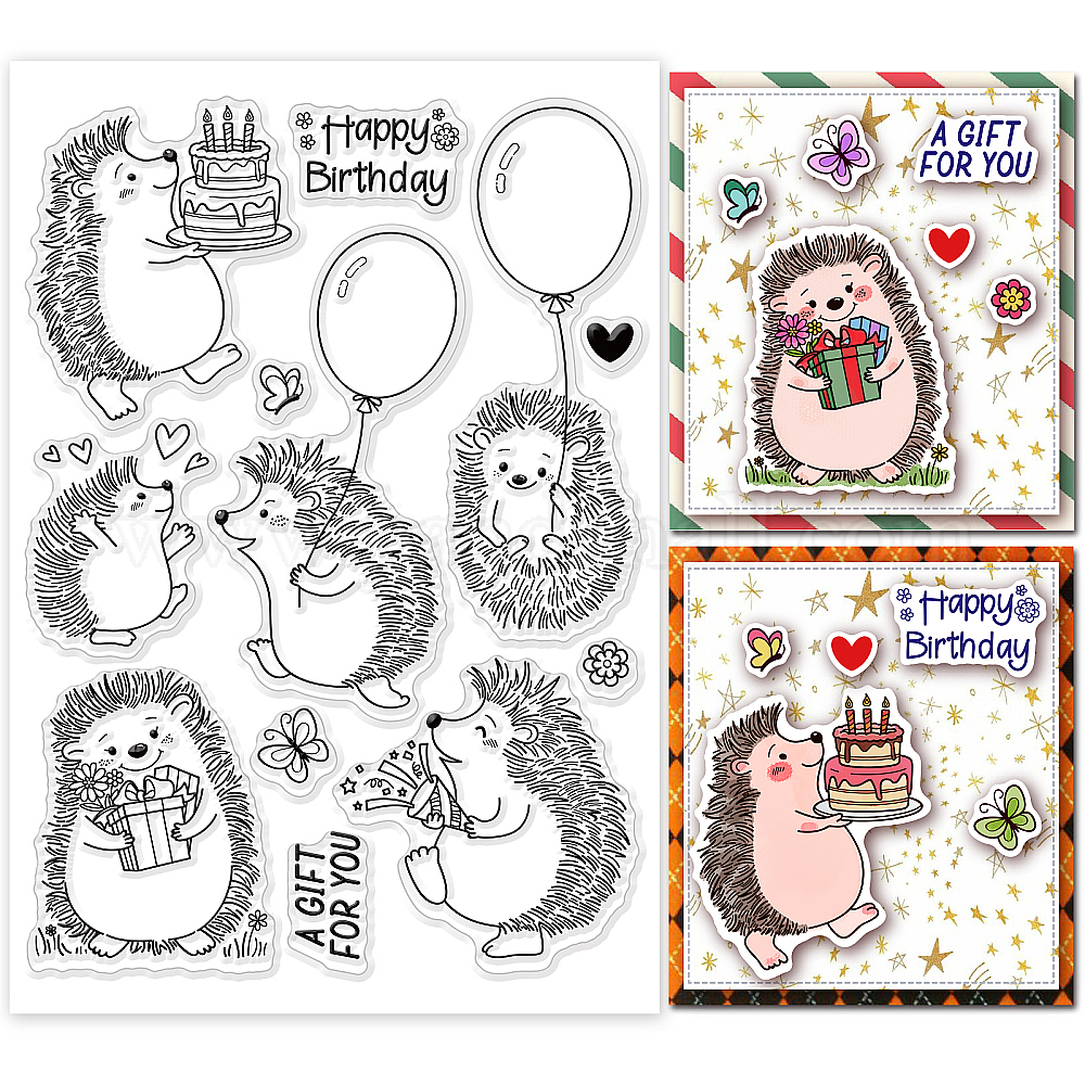 Wholesale GLOBLELAND Hedgehog Clear Stamps Birthday Celebration Party