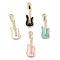 Alloy Enamel Pendants, Guitar Charm, Golden, Mixed Color, 27.5x9x3mm, Hole: 1.8mm