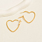 Iron Hoop Earrings, Heart, Golden, 40x37mm