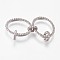 Brass Micro Pave Cubic Zirconia Links Rings, Oval, Clear, Platinum, 46x15x2mm, Hole: 2x3mm