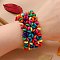 Bohemia & Ethnic Style Wood Stretch Bracelets for Women, Dyed, Colorful, Inner Diameter: 2-1/8~2-1/2 inch(5.3~6.2cm)
