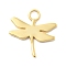 Animal 925 Sterling Sliver Pendants, Golden, Dragonfly, 17x15.5x1mm, Hole: 2.5mm