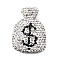 Handmade Polymer Clay Rhinestone Beads, Bag with Dollar Sign, Crystal, 34.5~35x25~26x11~11.5mm, Hole: 1.5~1.8mm