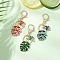 Alloy Enamel Keychains, with Alloy Keychain Clasp Findings, Leaf with Mushroom, Golden, 86mm
