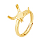 1Pc Adjustable 925 Sterling Silver Ring Findings, Engagement Solitaire Ring Setting Prong Ring Settings, with S925 Stamp, Golden, US Size 8 1/2(18.5mm), Tray: 11.5x11.5mm