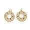 Brass Micro Pave Cubic Zirconia Pendants, with Shell, Flower Charms, Rack Plating, Lasting Plated, Cadmium Free & Lead Free, with Jump Ring, Real 18K Gold Plated, 21x19x2.5mm, Hole: 3mm