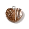 Opaque Resin Pendants, Imitate Bread, with Platinum Iron Loops, Chocolate Bun, 20x20.5x10mm, Hole: 2mm