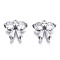 Brass Inlaid Clear Cubic Zirconia Charms, Bowknot, Platinum, 9.5x10.5x3mm, Hole: 1mm