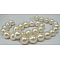Shell Pearl Beads Strands, Grade A, Polished, Dyed, Round, Floral White, 10mm, Hole: 0.8~1.0mm, about 38pcs/strand, 15~15.5 inch(38~39.5cm)