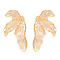 Alloy Stud Earrings, Leaf, Left and Right, Light Gold, 56x30mm