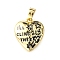 Brass Pendants, Heart Charms, Long-Lasting Plated, Cadmium Free & Lead Free, Rack Plating, Real 18K Gold Plated, Word, 14.5x13x3.5mm, Hole: 5mm