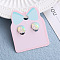 Alloy Plastic Clip-on Earrings for Kid, Platinum, Flat Round, 15x10mm