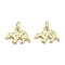 Brass Charms, Long-Lasting Plated, Rack Plating, Lead Free & Cadmium Free, Ion Plating(IP), with Jump Ring, Real 18K Gold Plated, Dinosaur, 10.5x14x1.5mm