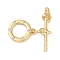Brass Micro Pave Clear Cubic Zirconia Toggle Clasps, Ring, Real 18K Gold Plated, Rings: 12.5x10.5x2mm, Hole: 1.2mm, Bar: 20.5x6x5mm, Hole: 1.2mm, Pin: 0.8mm