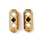 304 Stainless Steel Enamel Beads, Column with Rhombus, Ion Plating(IP), Real 18K Gold Plated, White, 19x7.5x7mm, Hole: 2.5mm