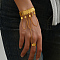 Brass Coin Charm Bracelet with Chains, Adjustable Ring Bracelet, Real 18K Gold Plated, 7-1/8 inch(18cm)