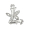 Brass Crystal Rhinestone Letter Links Connector Charms, Real Platinum Plated, Letter L, 15x12x4mm, Hole: 1.2mm and 1.5mm