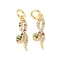 Brass Micro Pave Cubic Zirconia Pendants, Snake Charms, with Jump Ring, Real 18K Gold Plated, 17x7x3mm, Hole: 3mm