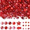 Mixed Styles Glass Beads, Mixed Shapes, Red, 2~9x1.5~9mm, Hole: 0.8~1.6mm
