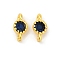Brass Cubic Zirconia Flat Round Connector Charms, Rack Plating, Long-Lasting Plated, Golden, Prussian Blue, 9x4.5~5x3mm, Hole: 1mm