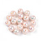 Electroplate Pearlized Glass Pearl Beads, Iridescent, Round, Misty Rose, 8x7.5mm, Hole: 1.4~1.5mm, about 692pcs/Pound