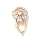 Brass Micro Pave Cubic Zirconia Twister Clasps, with Glass, Flower, Golden, Clear, 24.5mm