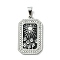 Ion Plating(IP) 304 Stainless Steel Pendants, with Enamel and Rhinestone, Rectangle with Tarot Charm, Stainless Steel Color, Black, 32x19.5x2mm, Hole: 6.5x4mm