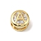 Brass Micro Pave Cubic Zirconia European Beads, Flat Round with Letter, Real 18K Gold Plated, Letter A, 10x6.5mm, Hole: 5x3mm