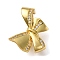 Brass Micro Pave Cubic Zirconia Pendant Bails, Bowknot, Cadmium Free & Lead Free, Rack Plating, Long-Lasting Plated, Golden, 19x24x9.5mm
