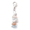 Natural Aquamarine & Pink Opal & Howlite Chips Pendant Decoration, with Alloy Lobster Claw Clasps, 40mm