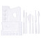 Plastic Oil Painting Scraper Knife, Drawing Arts Tools, with Plastic Watercolor Oil Palette, White, 150~190mm, Hole: 3.5mm, 6pcs/set, 1set