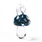 Handmade Lampwork Pendants, Imported From Italy, Mushroom Charms, Prussian Blue, 27~31.5x13.5~14x13~14mm, Hole: 3
~4.5x2.5~5mm