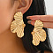 Iron Stud Earrings, Flower, Golden, 51x31mm