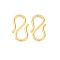 304 Stainless Steel S-Hook Clasps, for Necklace, Bracelet Making, Real 18K Gold Plated, 12.5x7.5x1mm