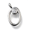 Brass Micro Pave Cubic Zirconia Pendants, Letter Charms, Rack Plating, Long-Lasting Plated, Cadmium Free & Lead Free, Letter O, 12.5x7x2mm, Hole: 1.6mm