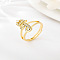 Brass Micro Pave Cubic Zirconia Finger Rings, for Women, Letter T, US Size 3(14mm)