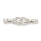 Brass Micro Pave Clear Cubic Zirconia Fold Over Clasps, Real Platinum Plated, 42.5mm, Hole: 4mm