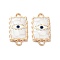 Resin Connector Charms, Light Gold Tone Alloy Enamel Eye Links, Rectangle, 23x12x2mm, Hole: 2mm