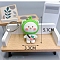 PVC Plastic Keychain, Cartoon Cat, Lime, 5.1x3.3cm