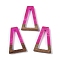 Resin & Wood Pendants, Hollow Triangle Charms, Fuchsia, 38x24.5x3.5mm, Hole: 2mm