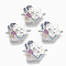 Brass Micro Pave Cubic Zirconia Links connectors, Mother and Baby, for Mother's Day, Colorful, Platinum, 19x21.5x2mm, Hole: 1mm