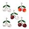 Brass Green Enamel & Plastic Cherry Pendants, Fruit Charms, Platinum, Rack Plating, Long-Lasting Plated, Cadmium Free & Lead Free, Mixed Color, 37.5~41.5x29~32.5x11.5~13.5mm, Hole: 3x3.5mm