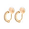 Brass Micro Pave Cubic Zirconia Clip-on Earring Findings, Arch, Long-Lasting Plated, Nickel Free, Real 18K Gold Plated, 20.5~21x13~13.5x9mm, Hole: 1.2mm