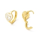 Эмалевые серьги-кольца в форме сердца с прозрачными фианитами EJEW-E270-03G-3